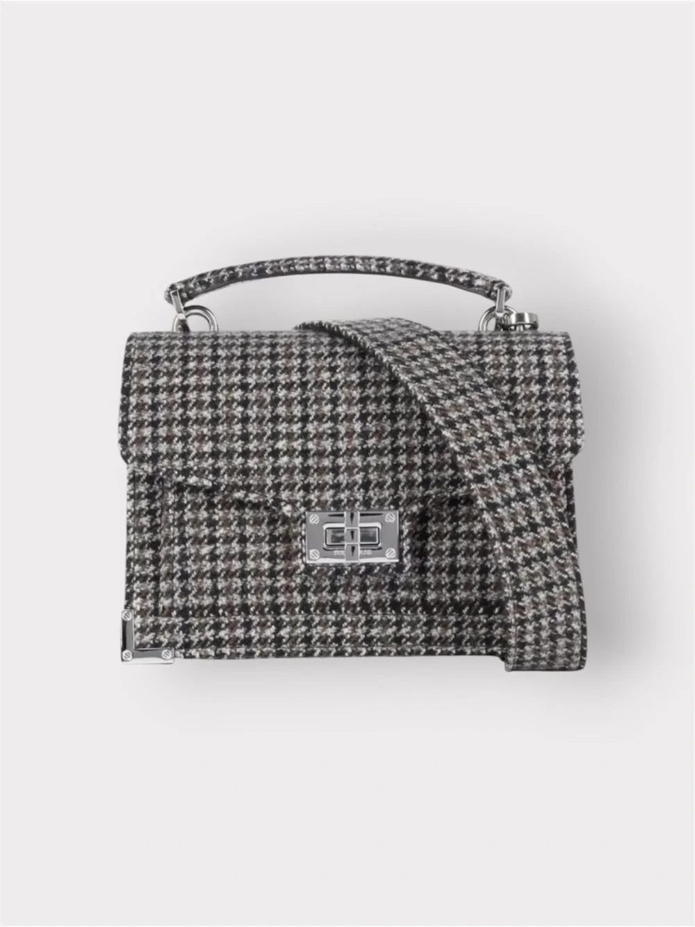 THE KOOPLES NWT Small Houndstooth Emily Shoulder Bag Silver Hardware  MSRP $495